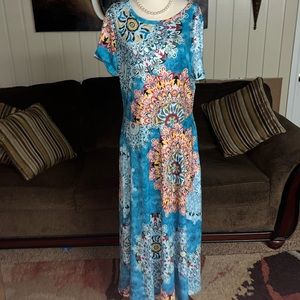 Zaberry • Women • XX-Large • Boho • Blue/Orange • Mandala Design • Dress